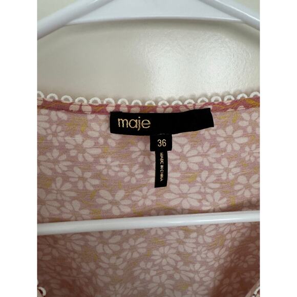 Maje Restella Daisy Printed Lattice Detail Whimsy Garden Wrap Dress 36 Small - Picture 9 of 9